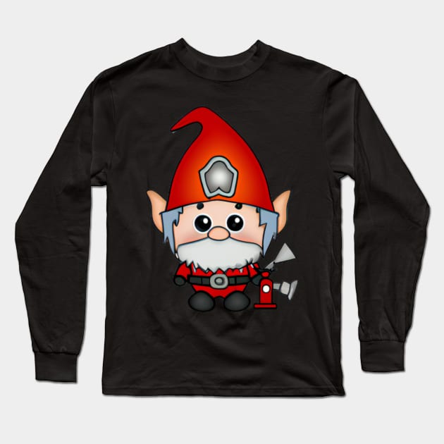 Fire Department Gnome Kawaii Long Sleeve T-Shirt by Shadowbyte91